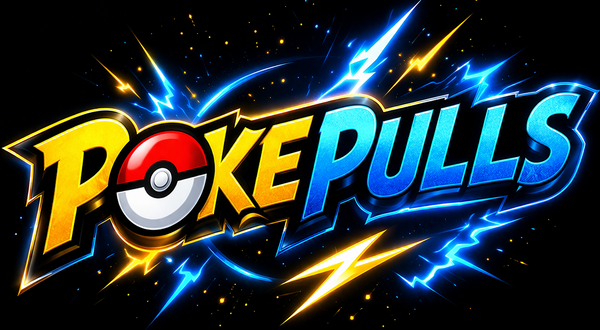 Logo of 'PokePulls' with a Poké Ball design on a dark background